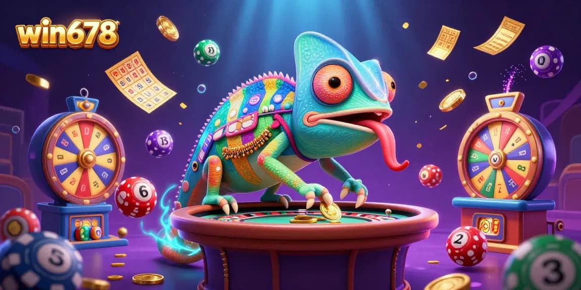 Experience thrilling wins at win678 with a vibrant, animated casino scene showcasing dynamic games and excitement.
