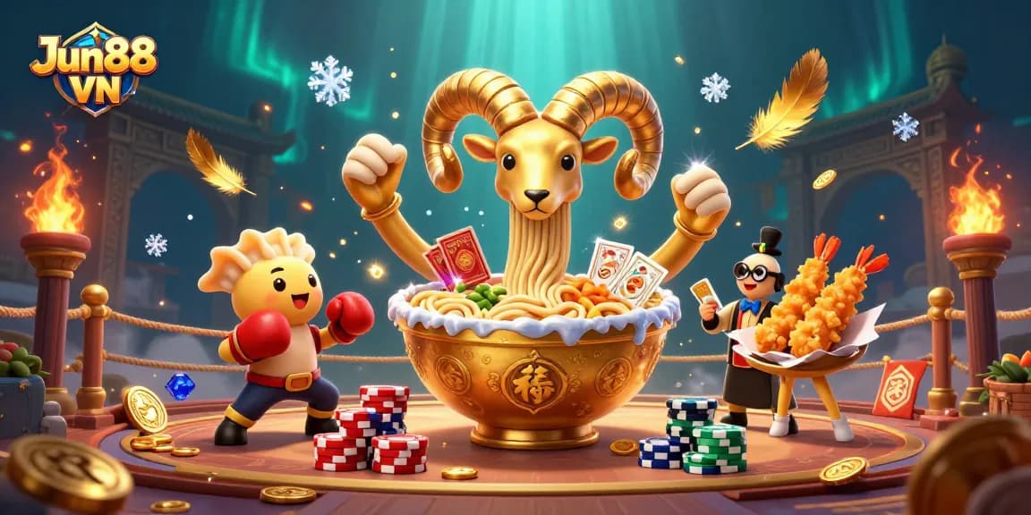 Experience thrilling gaming at Jun88 VN with dynamic characters and a rich casino backdrop.