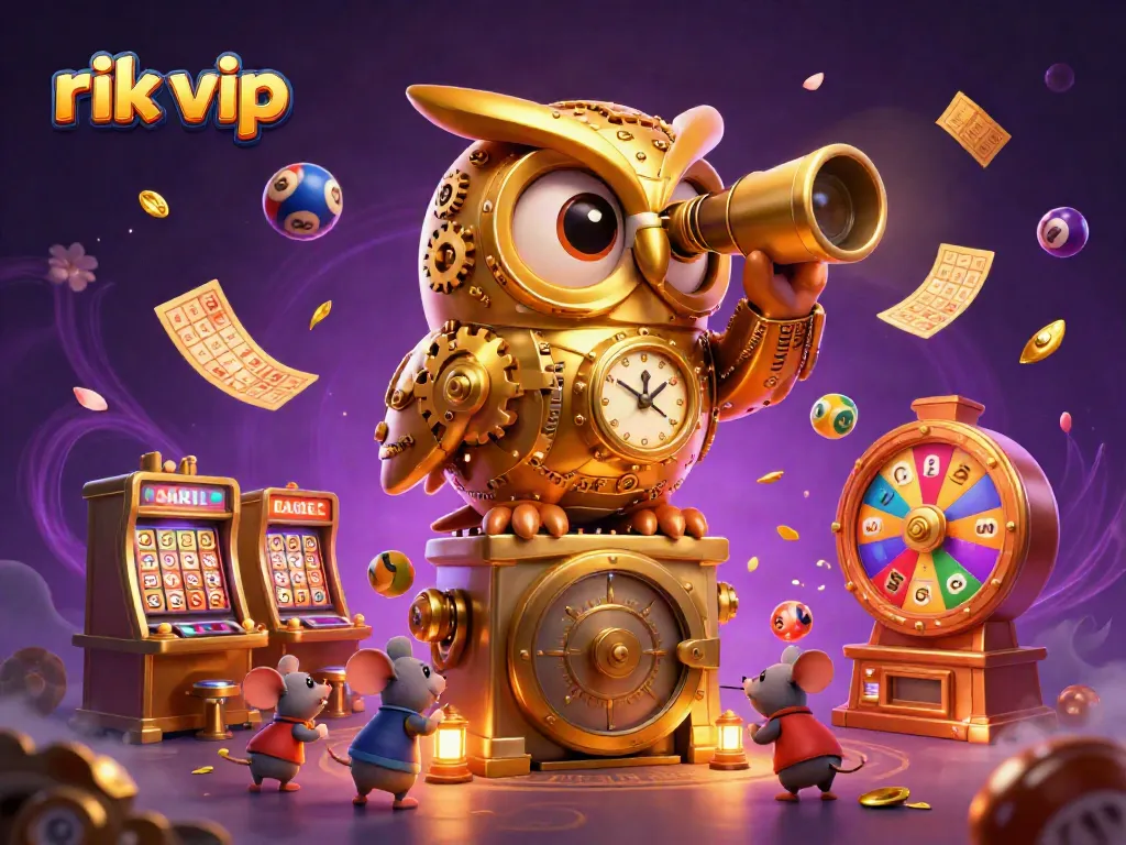 Play to win on rik vip in this vibrant 3D casino illustration featuring dynamic gambling elements.