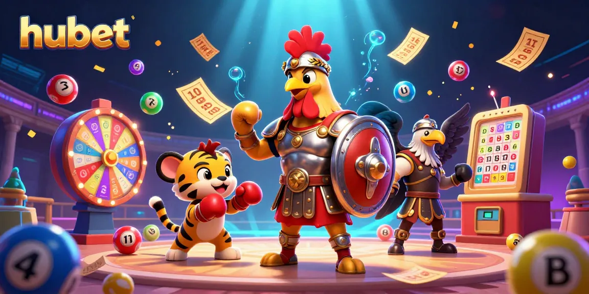 Join the fun at hubet for thrilling lottery and casino games in a vibrant 3D scene.