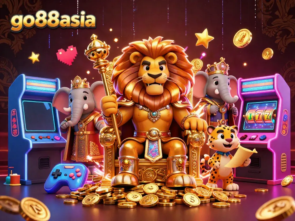Play exciting games at go88asia with vibrant characters in a dynamic casino scene.