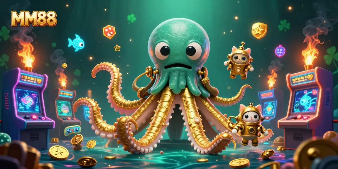 Win big at MM88 with captivating gameplay featuring a kraken and diving cat!