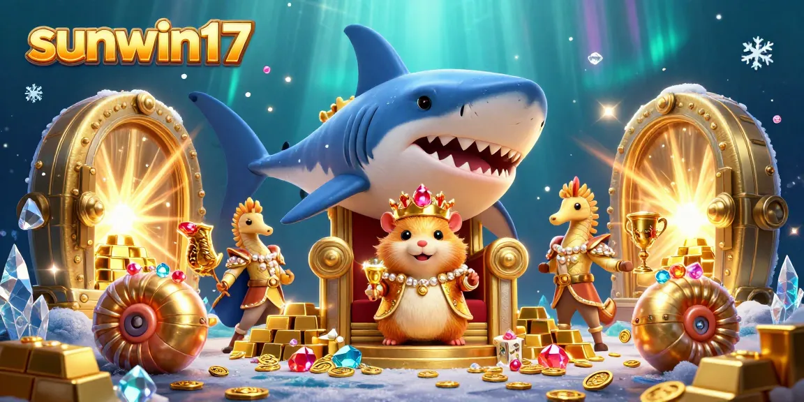 Experience thrilling wins at sunwin17 with a dazzling underwater casino scene featuring a hamster king and treasures.