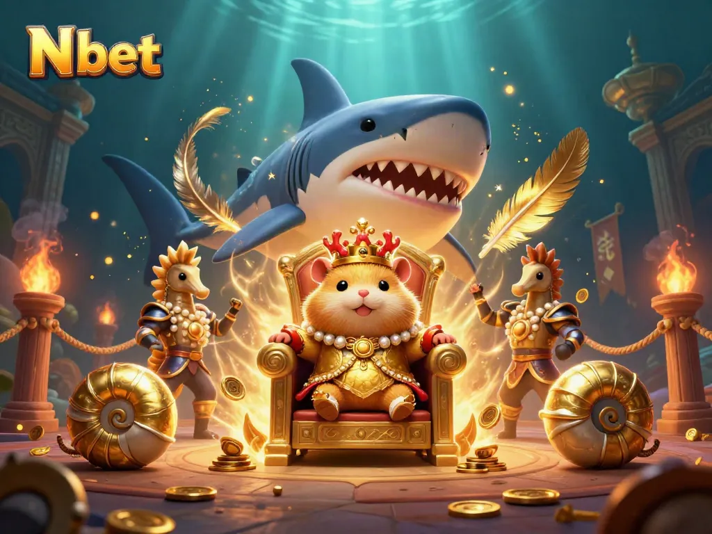 Win big with N bet in a vibrant casino-themed realm featuring a hamster king and his seahorse guards.