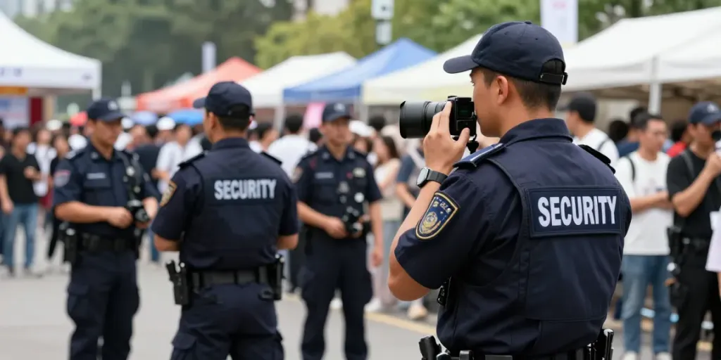 "Trusted Security Company providing professional security services at a local community event."