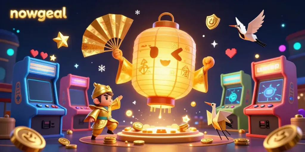 Engage with nowgoal's thrilling live scores and updates featuring a magical lantern and casino elements.