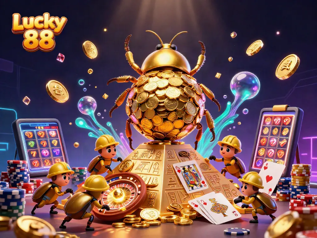 Experience the thrill of Lucky 88 with vibrant casino elements, gold coins, and dynamic gameplay.