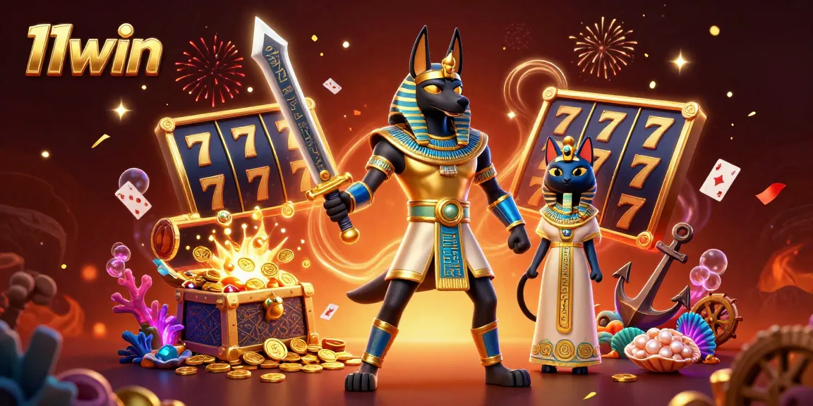 Win big with the 11win enhanced slot game experience featuring Anubis and vibrant treasures.