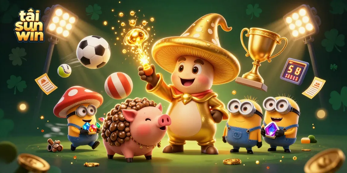 Win with tải sun win in this vibrant 3D illustration of fantasy gambling elements.