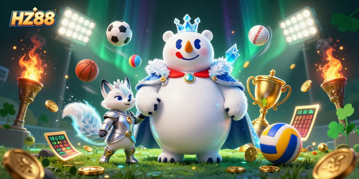 Experience thrilling betting at HZ88 with our action-packed casino scene featuring sports elements.