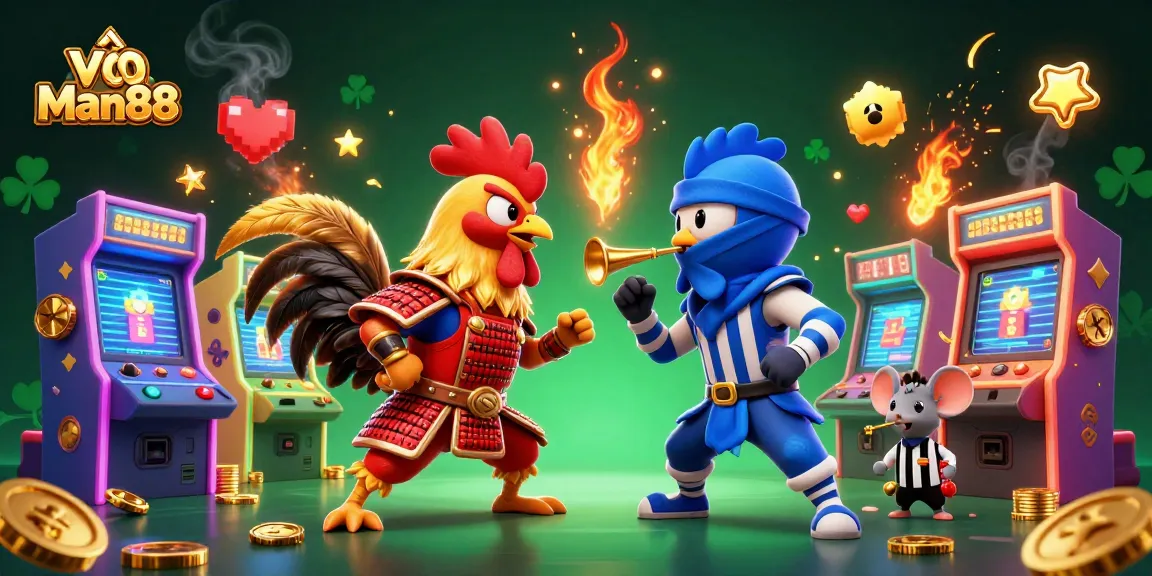 Engage in the thrilling action at vào Man88 with dynamic 3D fighting roosters and colorful game elements.