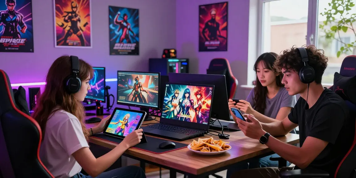 Players engaging with a hentai game online, showcasing diverse gaming experiences in a vibrant setting.