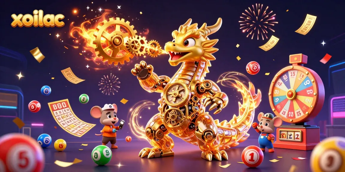 Enhance your gaming experience with xoilac's vibrant lottery action featuring a golden dragon and dynamic elements.